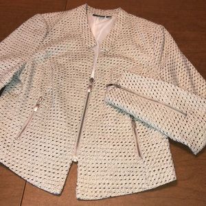 A.N.A. Lined Black and White Zip Blazer Jacket L